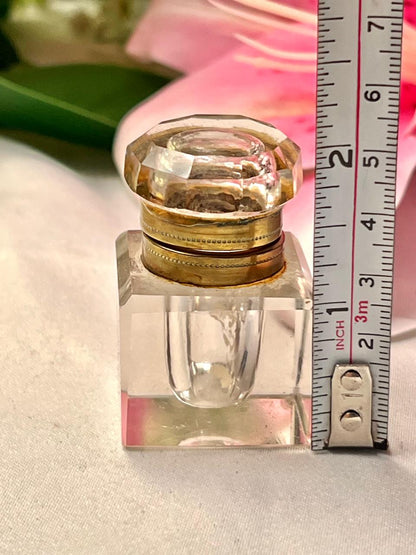 2.25" Clear Crystal Mini Inkwell with Hinged Lid