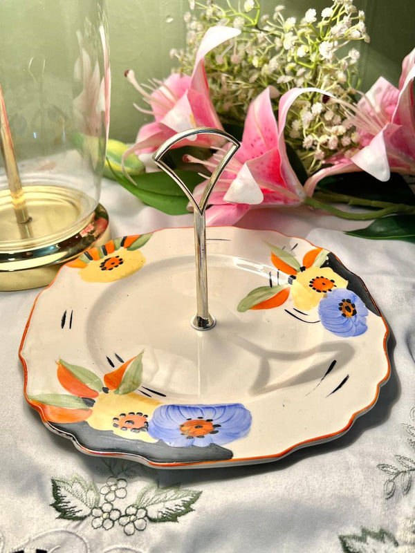 Myott Son & Co Hand-Painted Floral Pastry Plater, 1-Piece, 9 in
