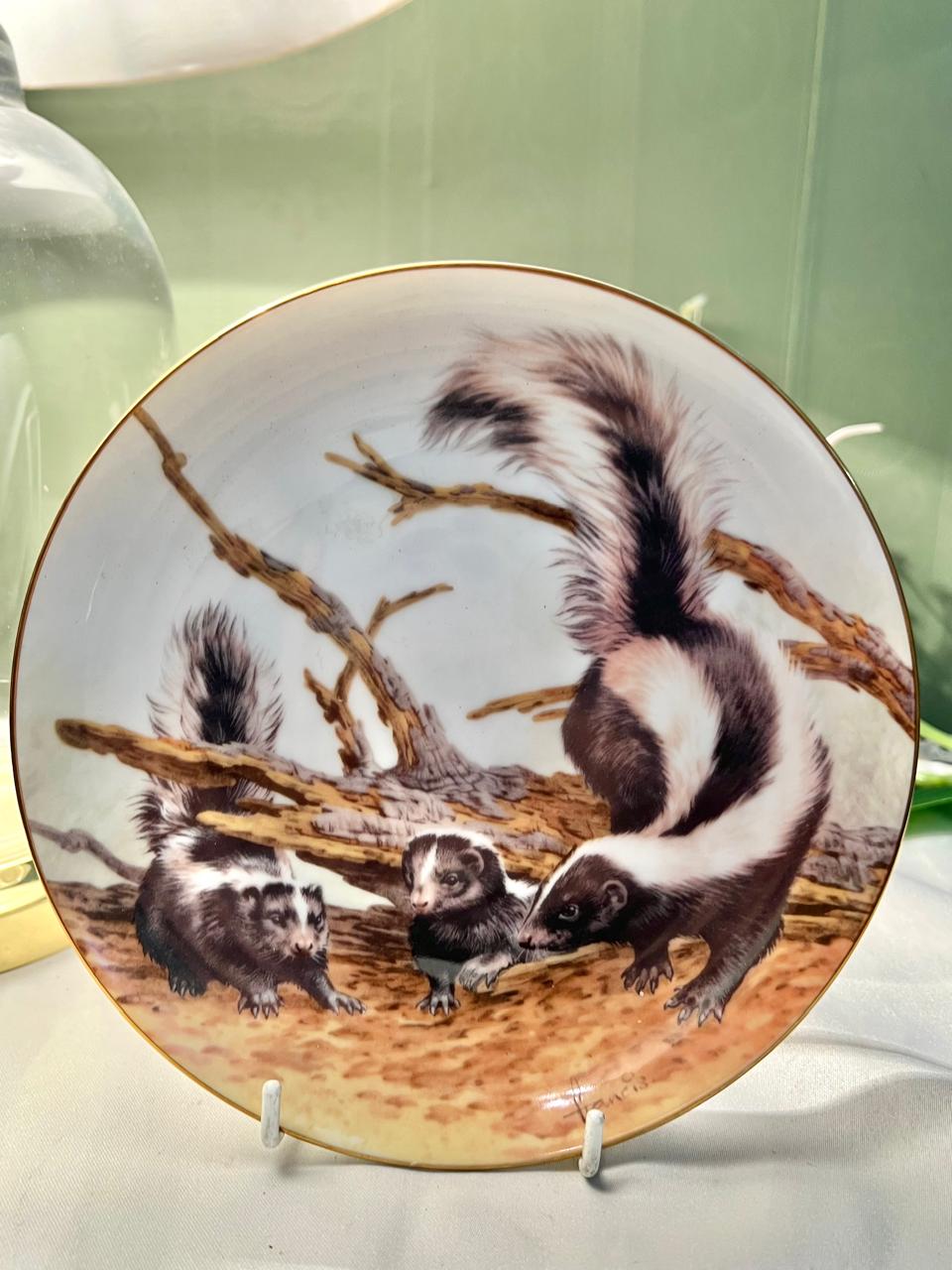 The Forest Year Skunks April Outing Porcelain Wall Plate 7 in