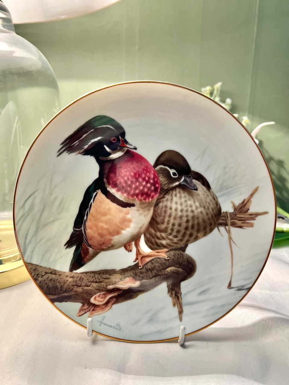 The Forest Year Wood Ducks July Sun Porcelain Wall Plate 7 in