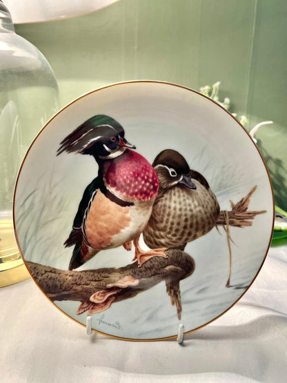The Forest Year Wood Ducks July Sun Porcelain Wall Plate 7 in