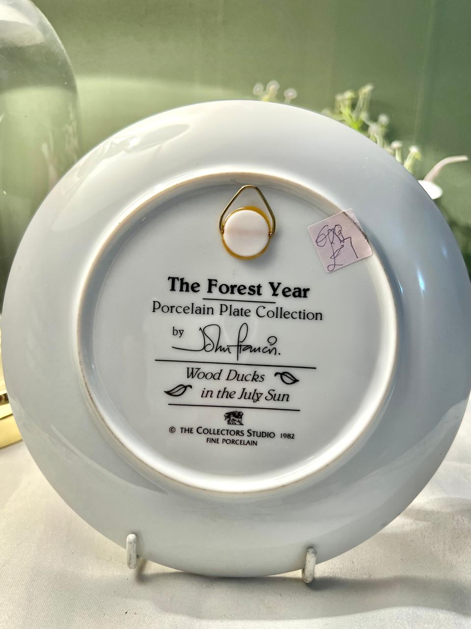 The Forest Year Wood Ducks July Sun Porcelain Wall Plate 7 in