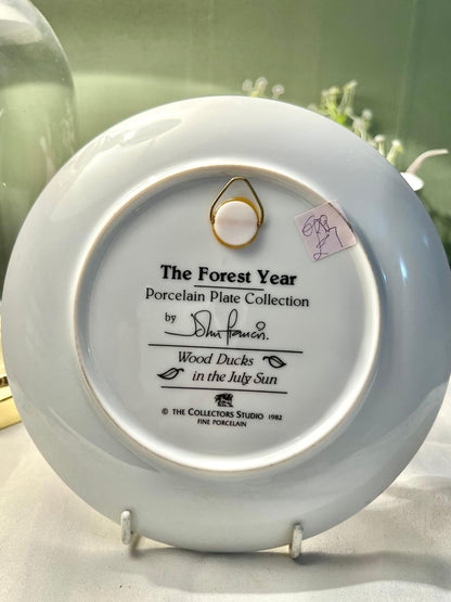 The Forest Year Wood Ducks July Sun Porcelain Wall Plate 7 in