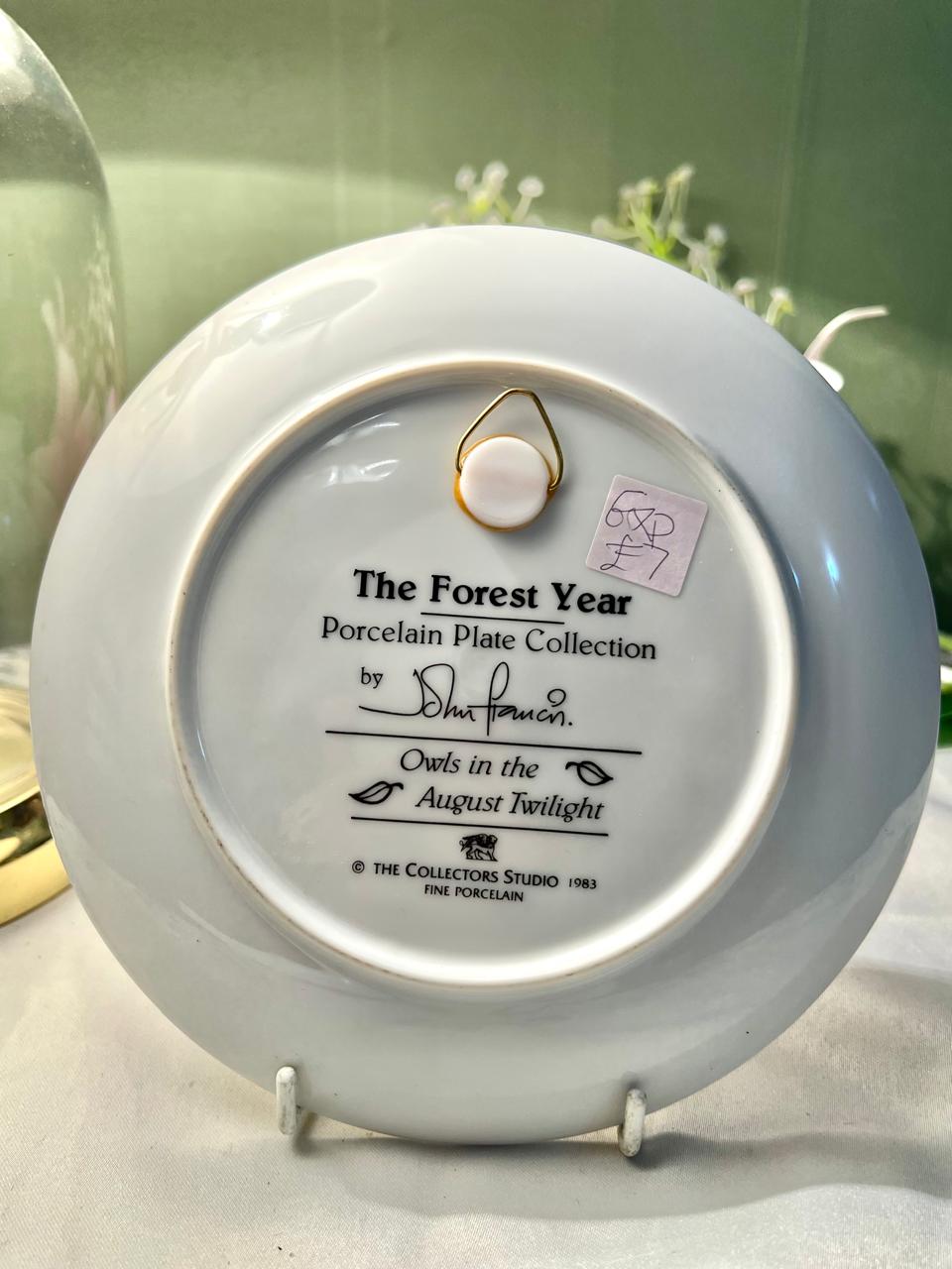 The Forest Year Owls August Twilight Porcelain Wall Plate 7 in