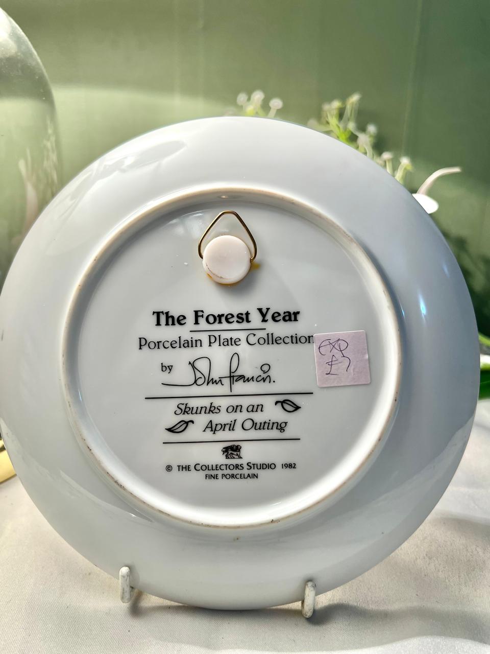 The Forest Year Skunks April Outing Porcelain Wall Plate 7 in