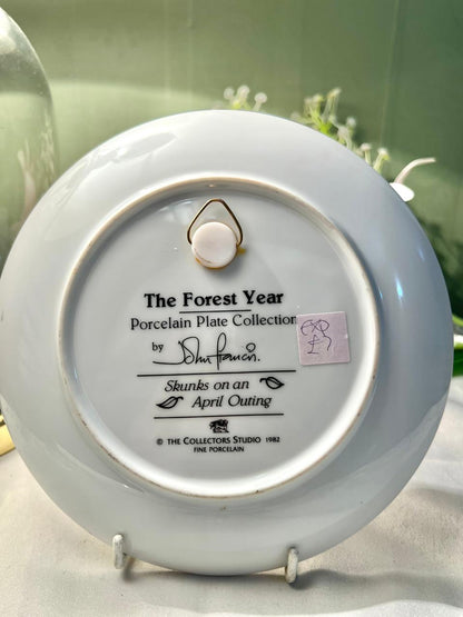 The Forest Year Skunks April Outing Porcelain Wall Plate 7 in