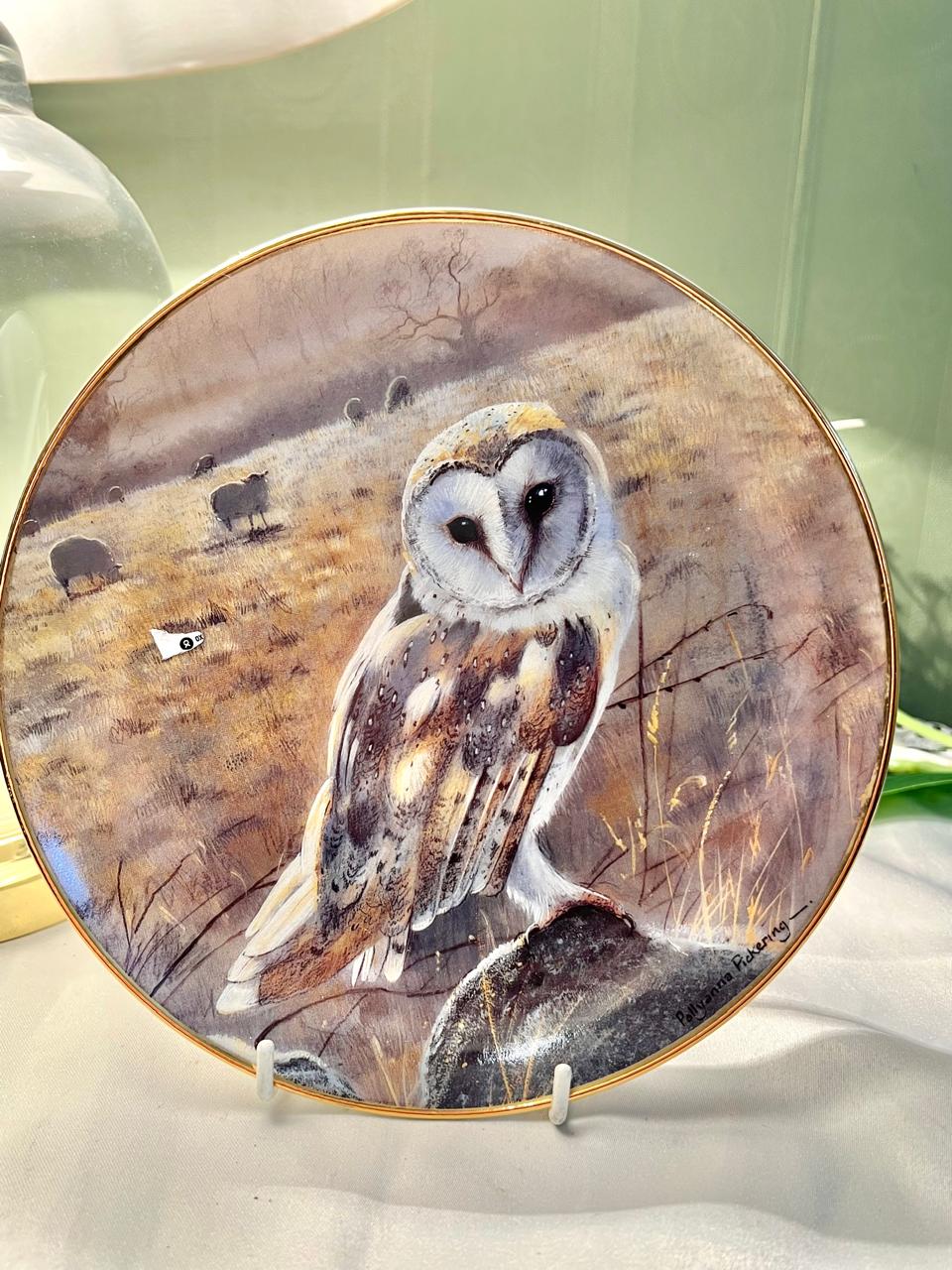 Pollyanna Pickering Barn Owls Porcelain Wall Plate 8 in