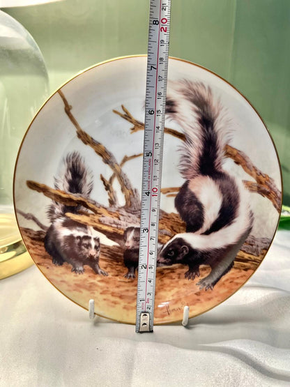 The Forest Year Skunks April Outing Porcelain Wall Plate 7 in