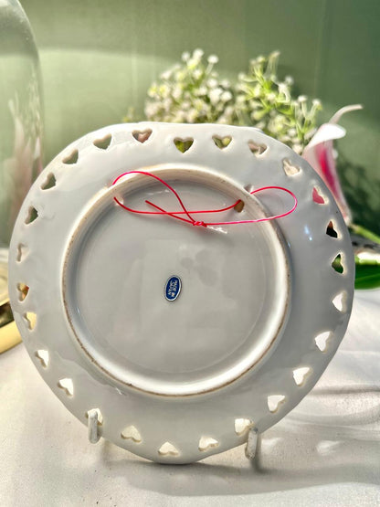 Made in Japan I Love You Grandma Floral Wall Plate Cutwork 5.5 in