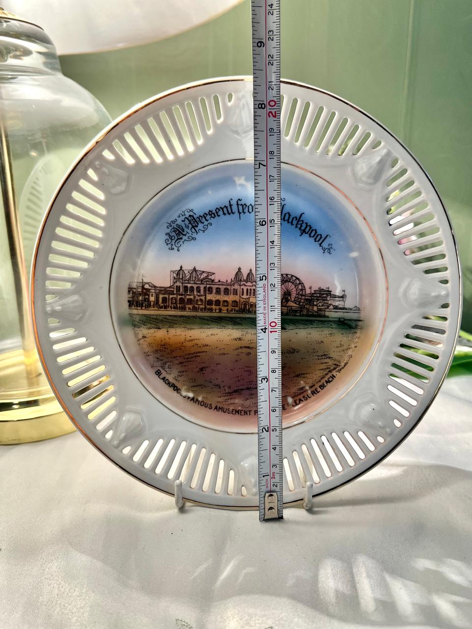 Blackpool Pleasure Beach Souvenir Decorative Plate Cutwork 8 in