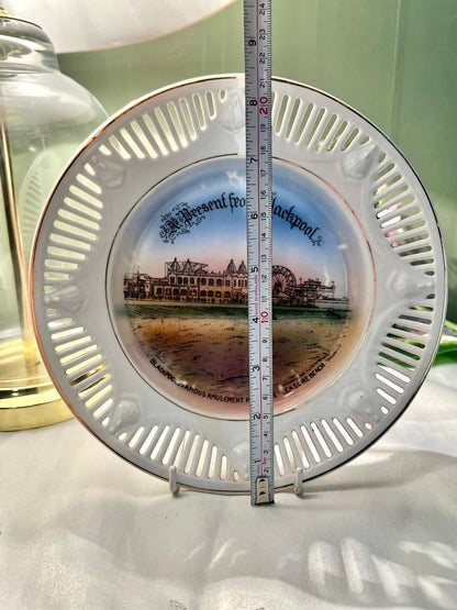 Blackpool Pleasure Beach Souvenir Decorative Plate Cutwork 8 in