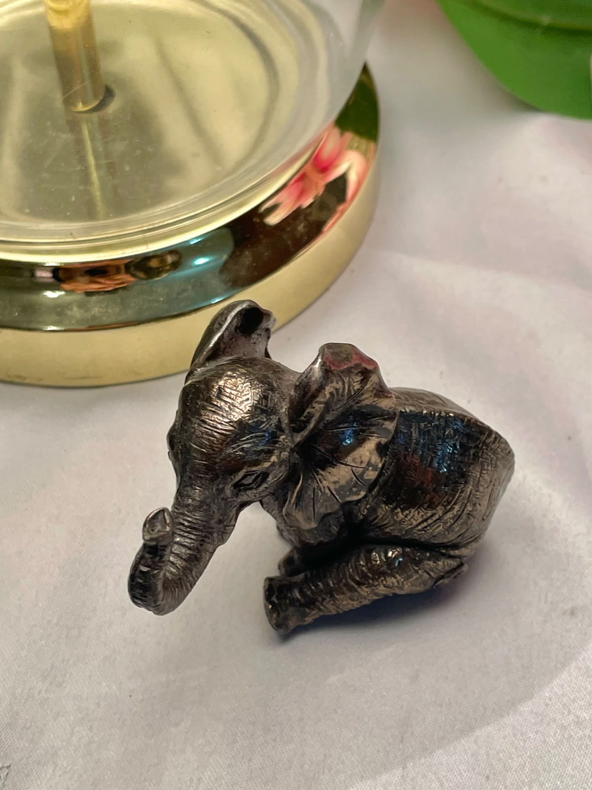 Brass  Elephant Figurine, 1-Piece, Approx. 2.5 in