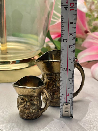 Brass Face Miniature Jug Set, 2-Piece, Approx. 3 in