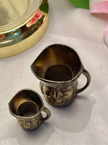Brass Face Miniature Jug Set, 2-Piece, Approx. 3 in