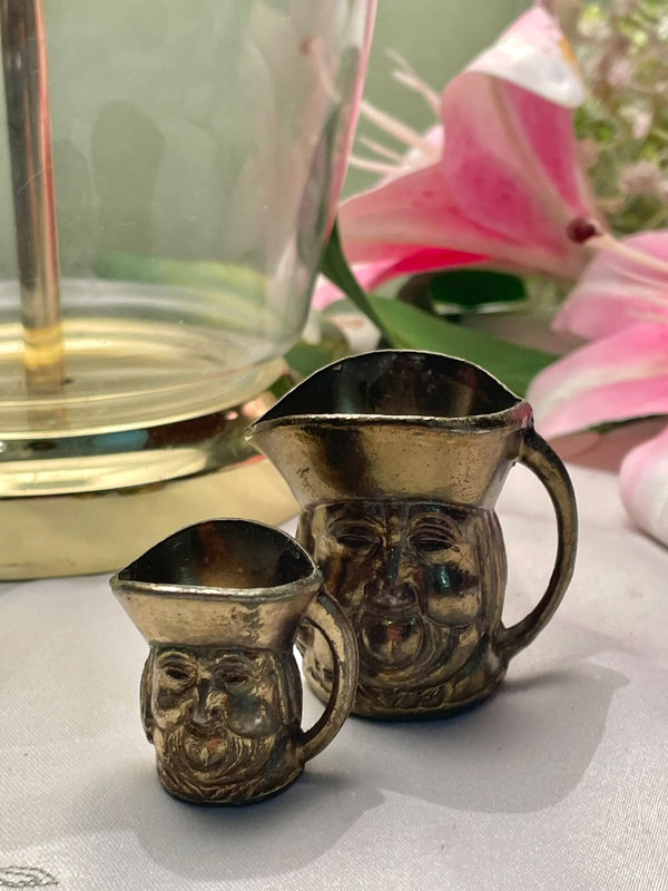 Brass Face Miniature Jug Set, 2-Piece, Approx. 3 in