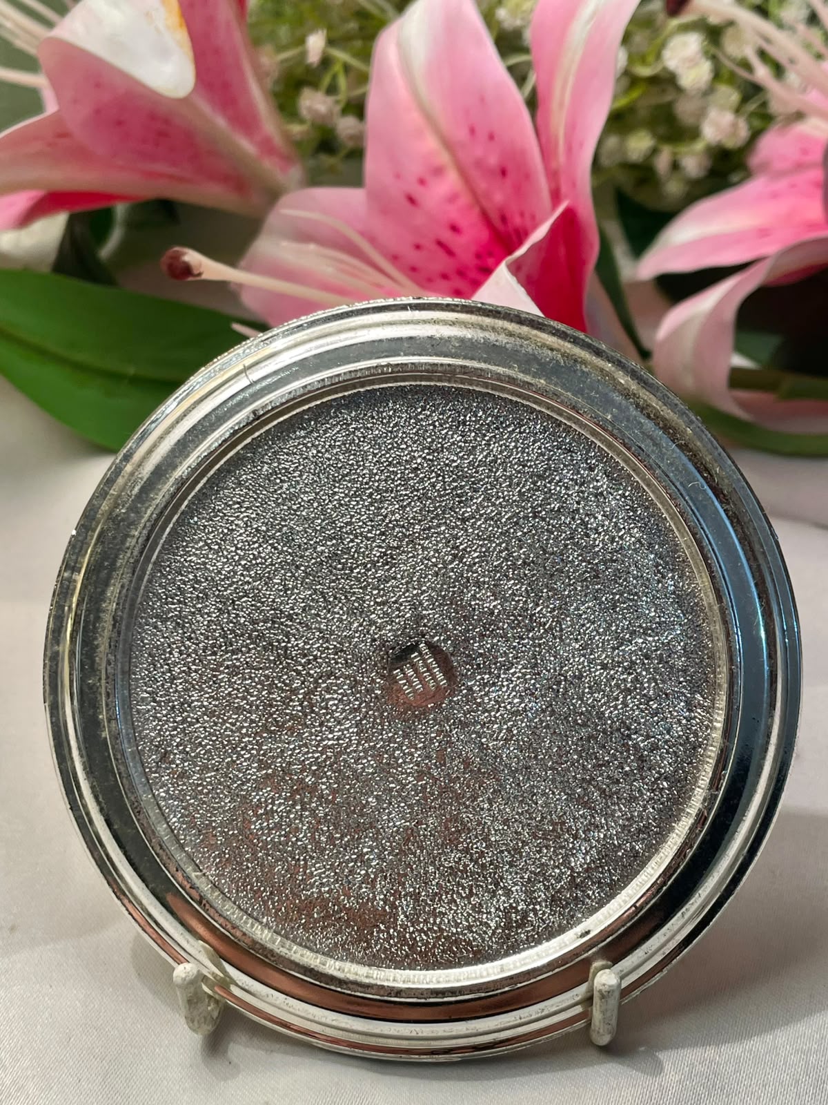 Queen Anne Silver Embossed Metal Coaster, 1-Piece, Approx. 3.75 in