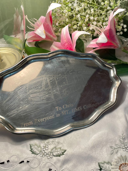 Engraved Queen Anne Silver Serving Tray, 1-Piece, Approx. 12 in