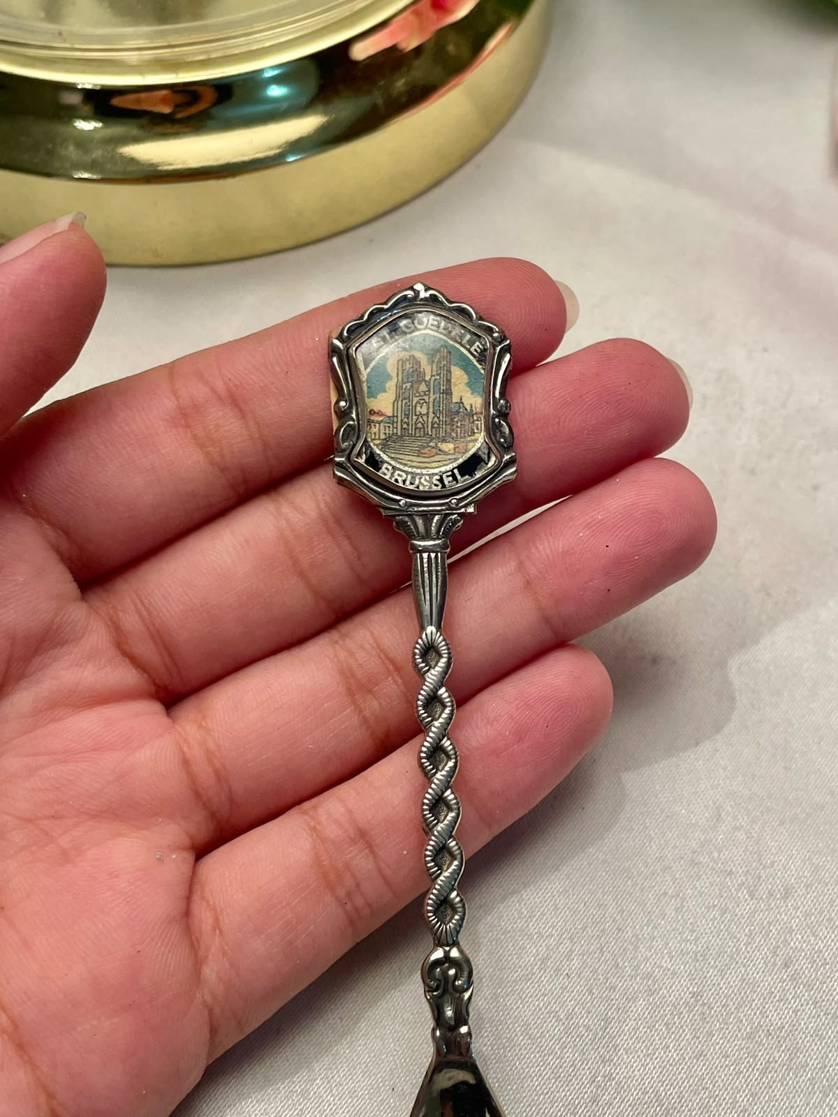 Brussels Souvenir Silver-Tone Decorative Spoon 4.5 in