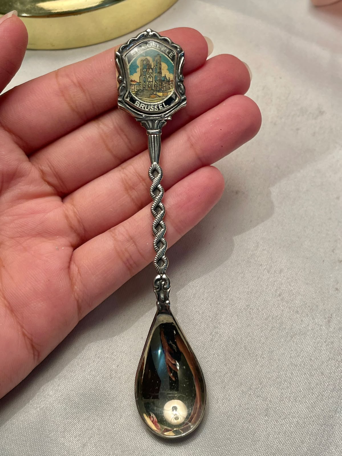 Brussels Souvenir Silver-Tone Decorative Spoon 4.5 in