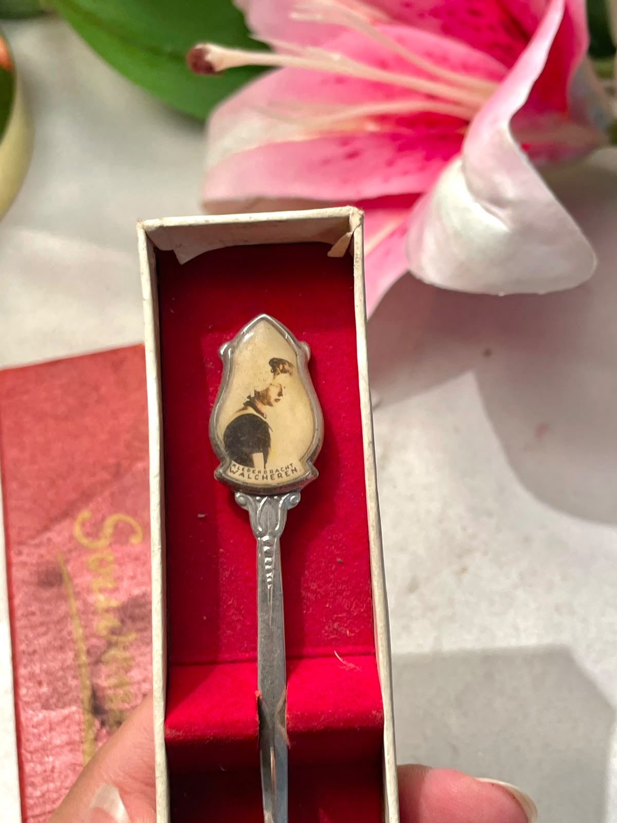 Dutch Costume Silver-Tone Souvenir Spoon with Box 4.5 in