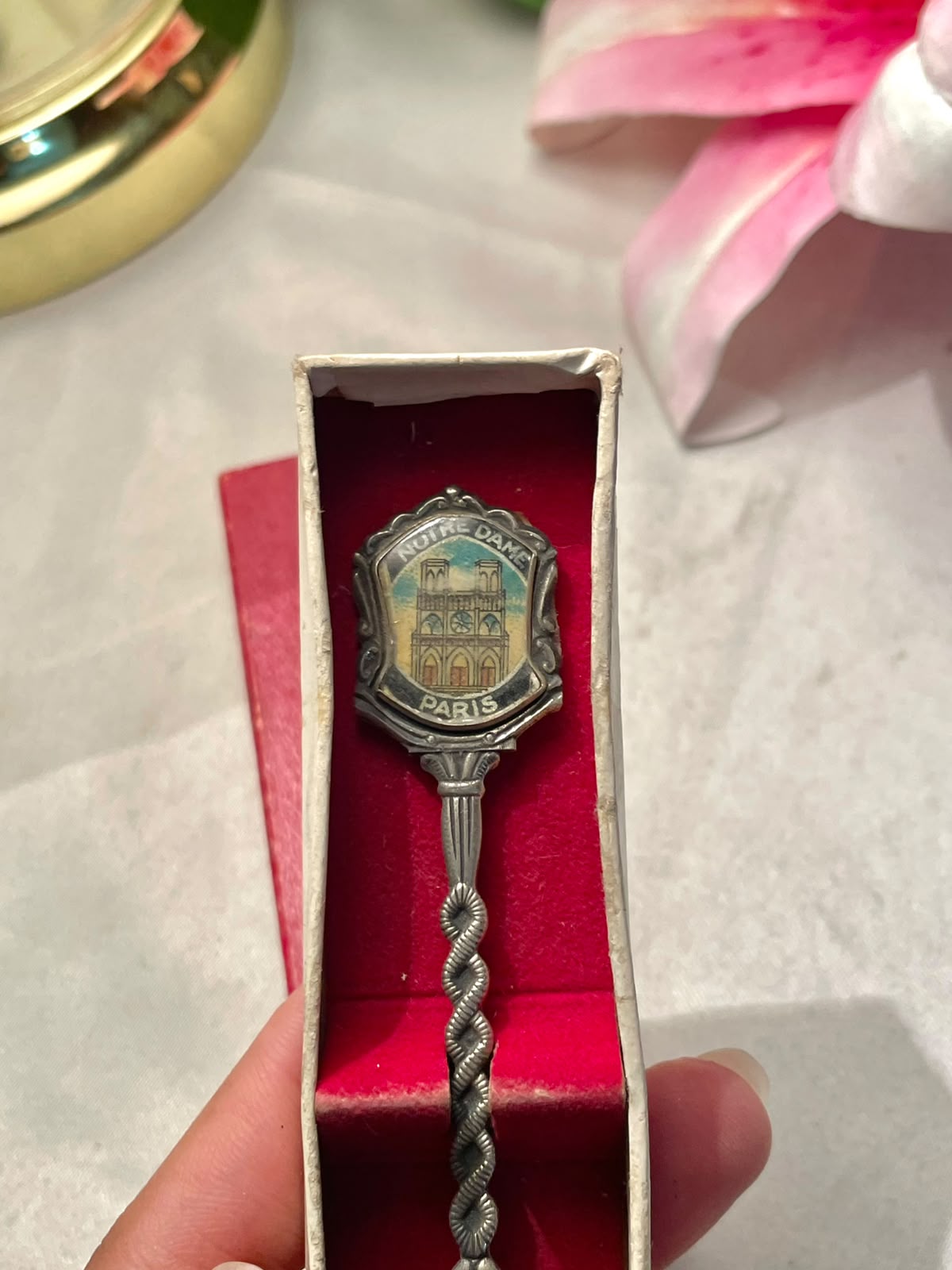 Notre Dame Paris Silver-Tone Souvenir Spoon with Box 4.5 in