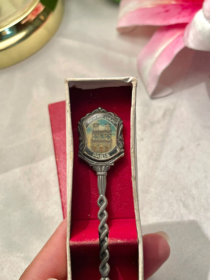 Notre Dame Paris Silver-Tone Souvenir Spoon with Box 4.5 in
