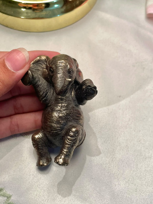Vintage Elephant Figurine Metallic Finish Miniature Decor