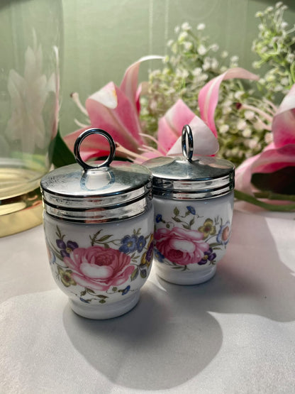 Floral Lidded Jar with Silver-Tone Lids (each)