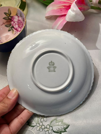 (Rare find) Aynsley Bone China Floral Cobalt Blue Cup & Saucer