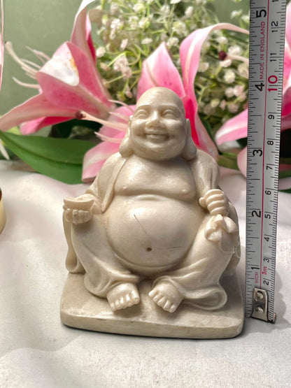 Vintage Ivory-Tone Laughing Buddha Figurine 10 cm