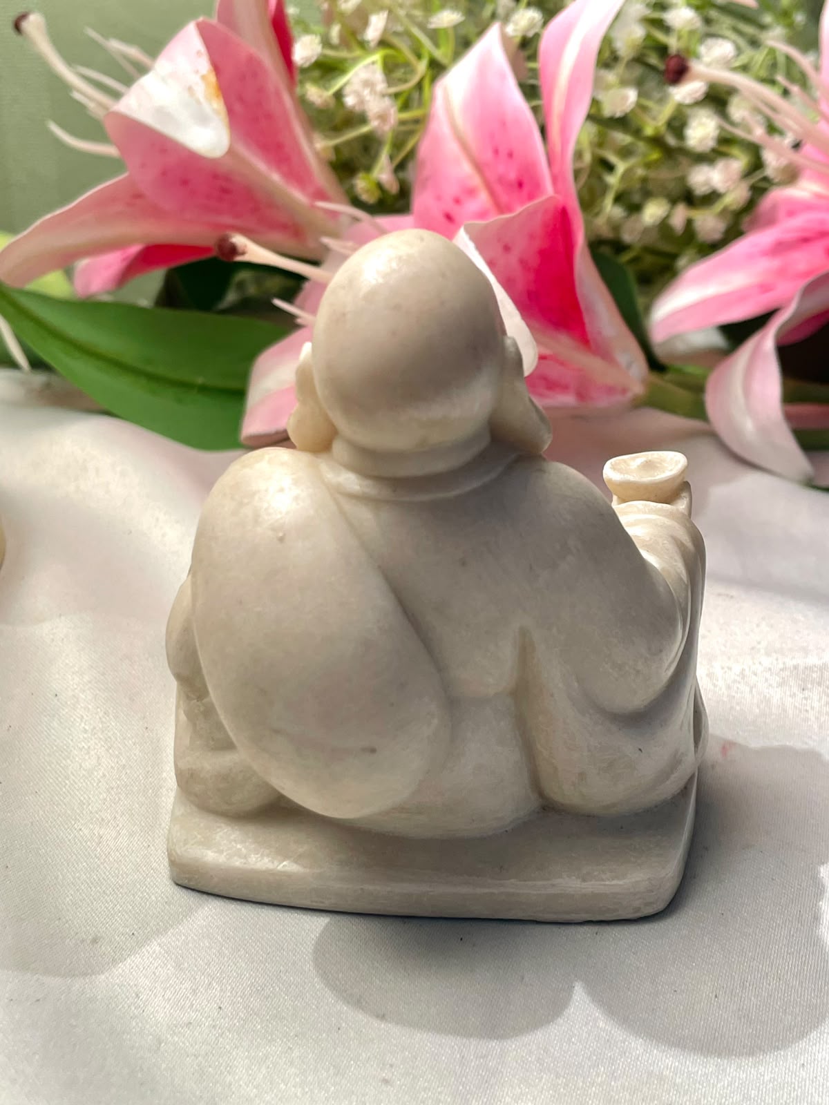 Vintage Ivory-Tone Laughing Buddha Figurine 10 cm