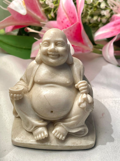 Vintage Ivory-Tone Laughing Buddha Figurine 10 cm