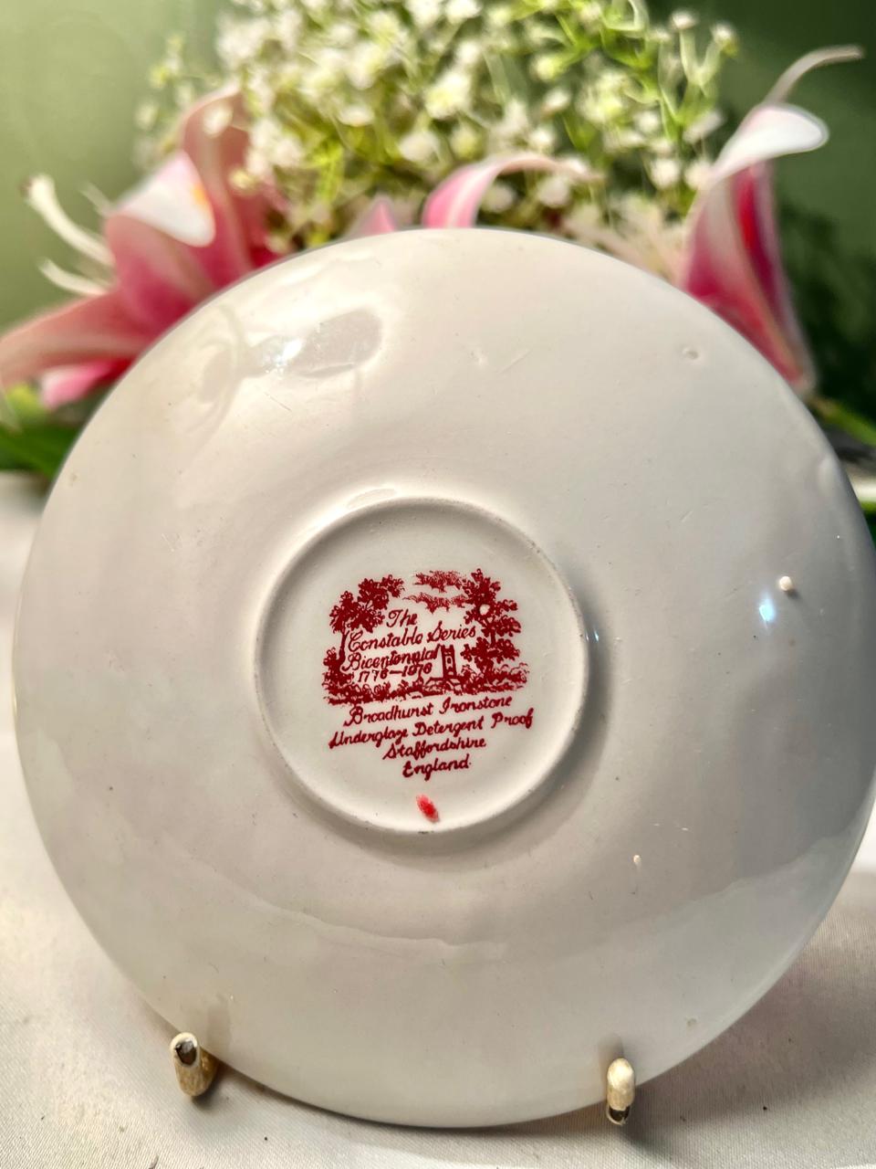 Vintage J. Broadhurst Constable Series Red Transferware Plate – Staffordshire England 1976