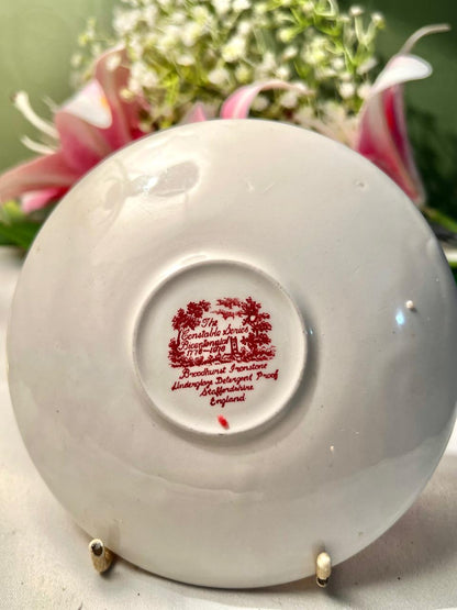 Vintage J. Broadhurst Constable Series Red Transferware Plate – Staffordshire England 1976