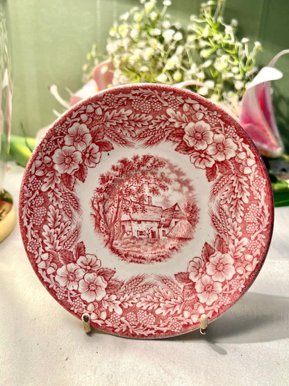 Vintage J. Broadhurst Constable Series Red Transferware Plate – Staffordshire England 1976