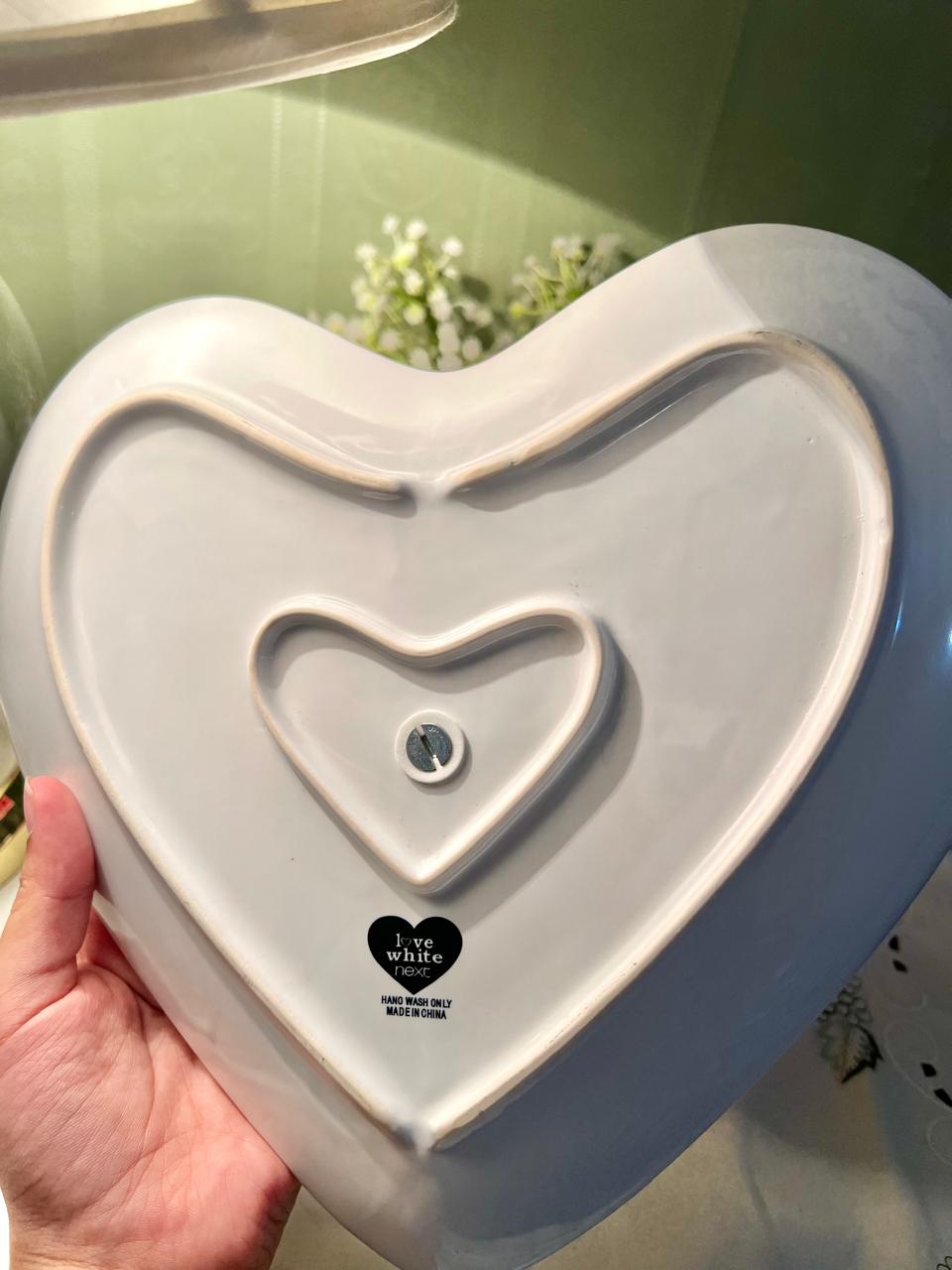 Next Love White 2 Tier Heart Shaped Serving Stand, White Ceramic Cake & Snack Tray