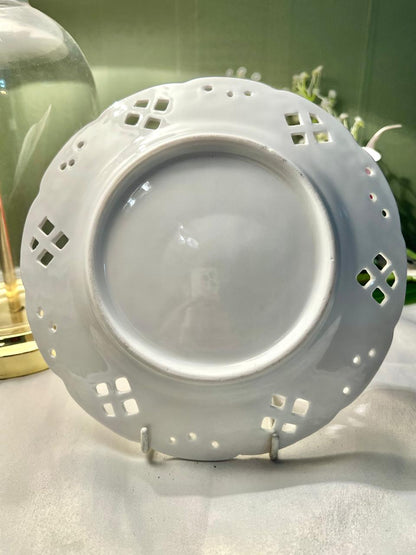 White Floral Pierced Cutwork Decorative Wall Plate 20 cm