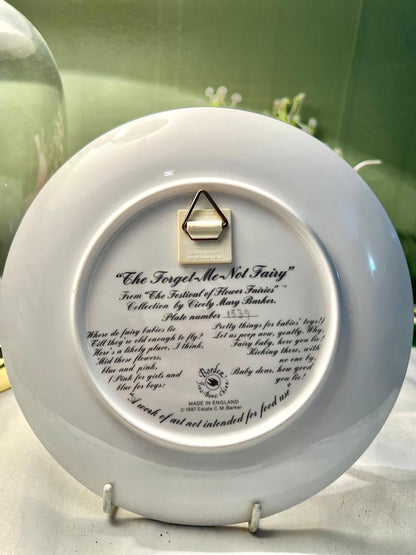 Border Fine Bone China Forget-Me-Not Fairy Wall Plate 7"