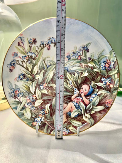 Border Fine Bone China Forget-Me-Not Fairy Wall Plate 7"