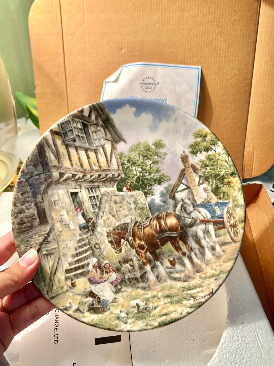 Wedgwood “Morning in the Farmyard” 1988 Collector Plate by John L. Chapman – Life on the Farm, Limited Edition with COA & Box