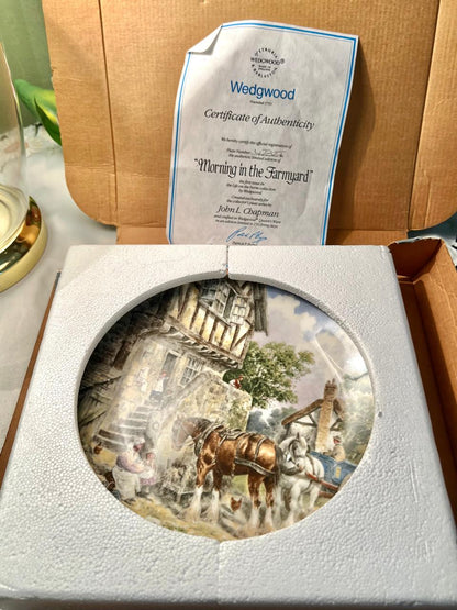 Wedgwood “Morning in the Farmyard” 1988 Collector Plate by John L. Chapman – Life on the Farm, Limited Edition with COA & Box