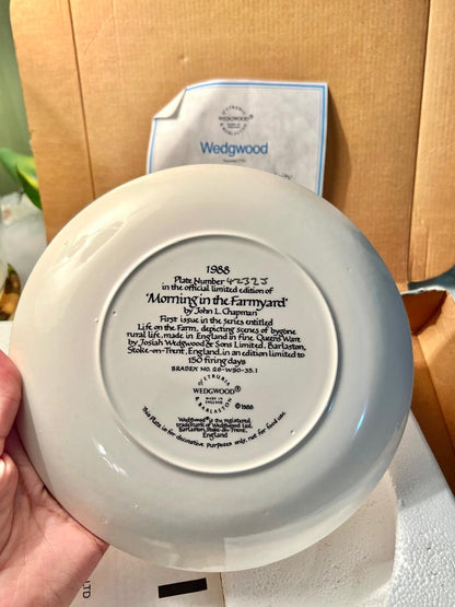 Wedgwood “Morning in the Farmyard” 1988 Collector Plate by John L. Chapman – Life on the Farm, Limited Edition with COA & Box