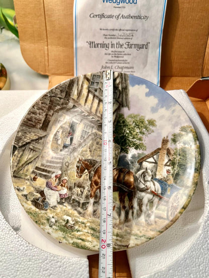 Wedgwood “Morning in the Farmyard” 1988 Collector Plate by John L. Chapman – Life on the Farm, Limited Edition with COA & Box