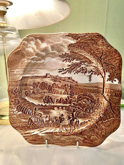 Johnson Brothers Road to Windsor Ironstone Brown Pottery Decor Plate  10"