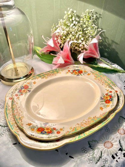 Woods Ivory Ware Floral Serving Platters 2 Piece Set 30cm & 36cm