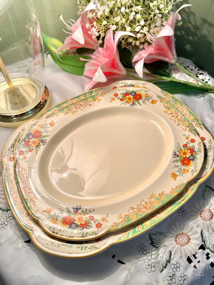 Woods Ivory Ware Floral Serving Platters 2 Piece Set 30cm & 36cm