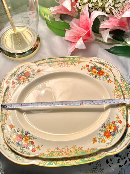 Woods Ivory Ware Floral Serving Platters 2 Piece Set 30cm & 36cm