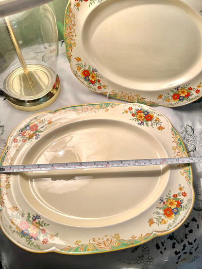 Woods Ivory Ware Floral Serving Platters 2 Piece Set 30cm & 36cm