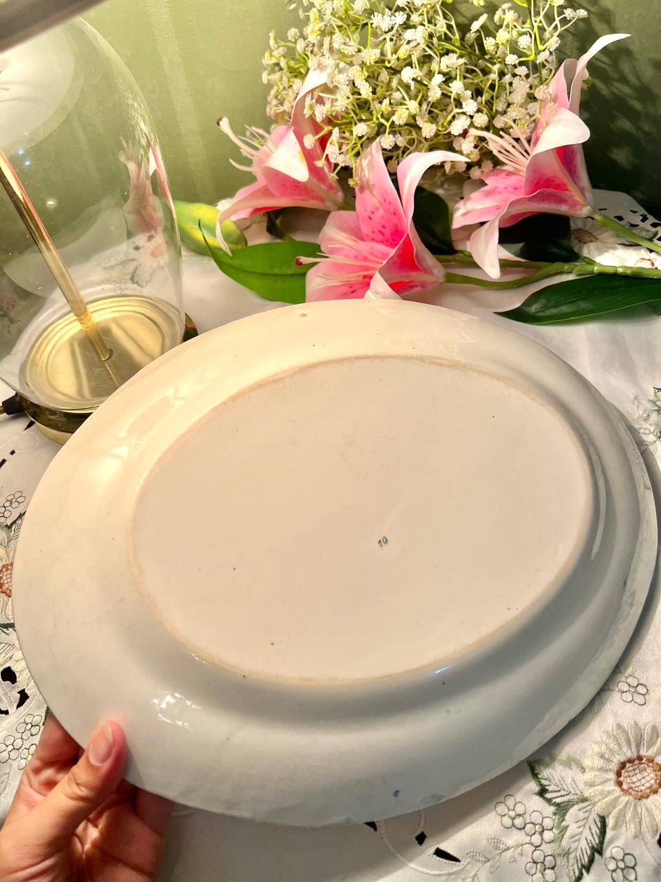 Green Floral Oval Serving Platter 33cm - 1 Piece