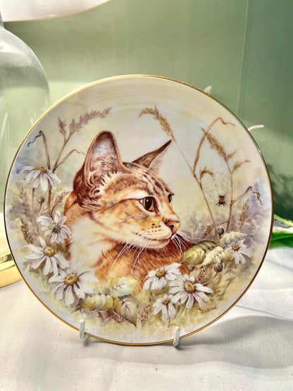 C.J. Dams Bone China Cat Floral Wall Plate 7"